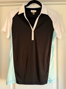 Golf Polo Shirt in Black, White & Mint